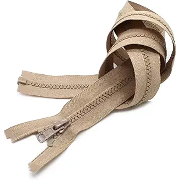 YKK # 5 Medium Weight Molded Plastic Separating Jacket Zipper - 1 Zipper per Pack (Beige - #573) (28")