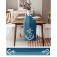 thumbnail image 3 of nqOlkjepod Nautical White Anchor Table Runner 60 Inches Long Farmhouse Dress Scarves, Blue Gradient Ocean Abstract Dining Tablerunner for Coffee Table/Kitchen Island/Party Décor, 13" x 60", 3 of 8