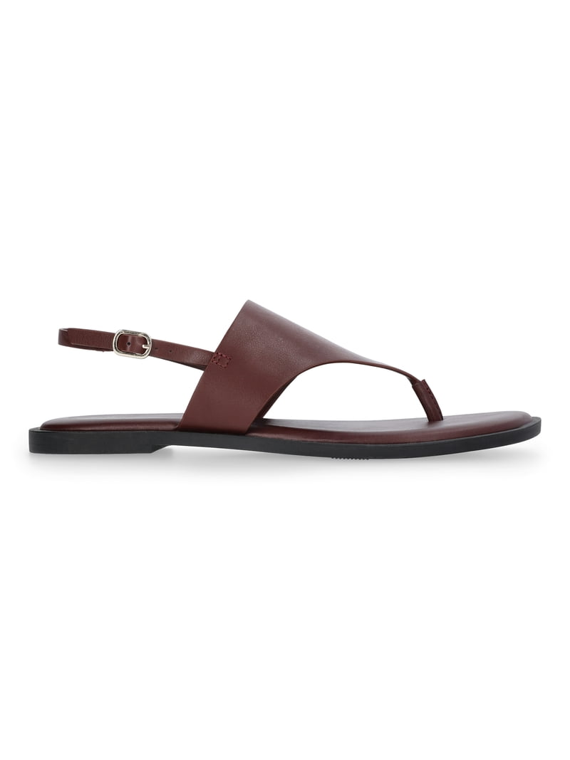 Time and Tru Women's Hooded Faux Leather Thong Sandals - Walmart.com