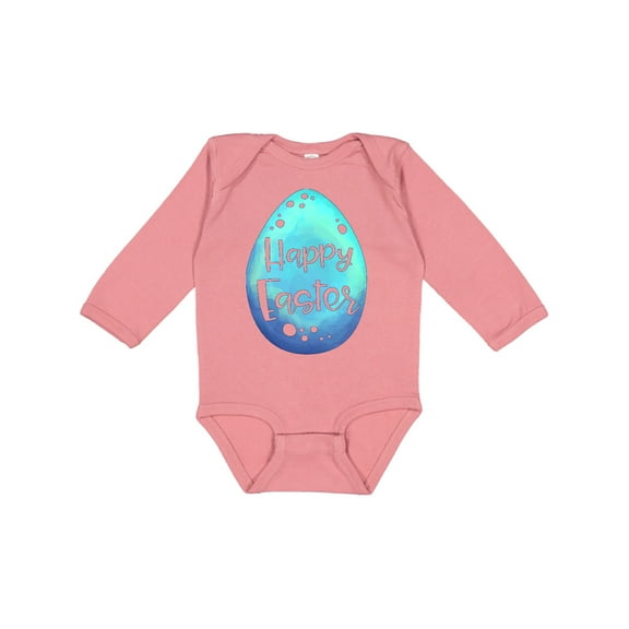 Inktastic Happy Easter Blue Easter Egg Boys or Girls Long Sleeve Baby Bodysuit