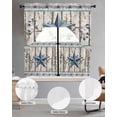 thumbnail image 2 of Texas Star Navy Blue Swag Curtains for Living Room/Bedroom Windows, Farmhouse Vintage Art Wooden Kitchen Curtains and Valances Set 36 Inch Length, Light Filtering Swags Valance Curtain Panels, 2 of 5