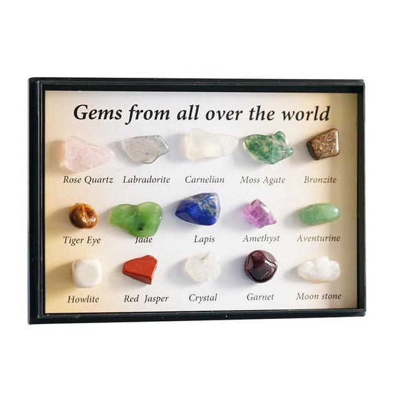 Set of 15 Healing Crystal Natural Gemstone Reiki Chakra Stone Kits S2A3UK Y6A6
