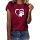thumbnail image 1 of Gibobby Camisetas Mujer Manga Corta Camisetas mujer Cuello redondo Ultra Manga corta Pata Amor Corazón Estampado Cómodo Casual Tops Blusa para(Rojo,M), 1 of 4