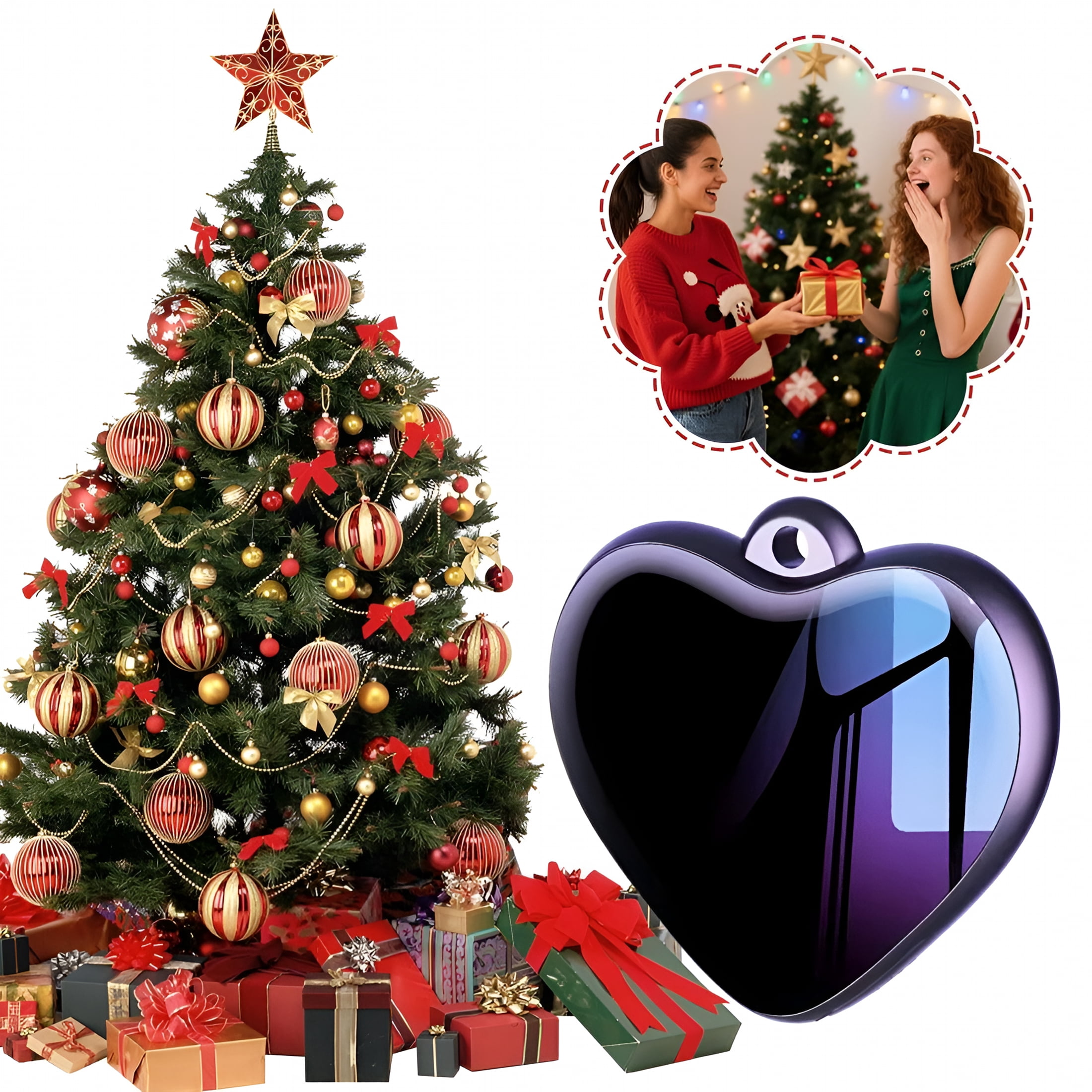 GJX 2026 New Heart Pendant Voice Recorder-200H Storage Mini Hidden Recorder with Voice Activation&Noise Reduction,35H Continuous Recording,Portable for Meetings,Lectures,Interviews