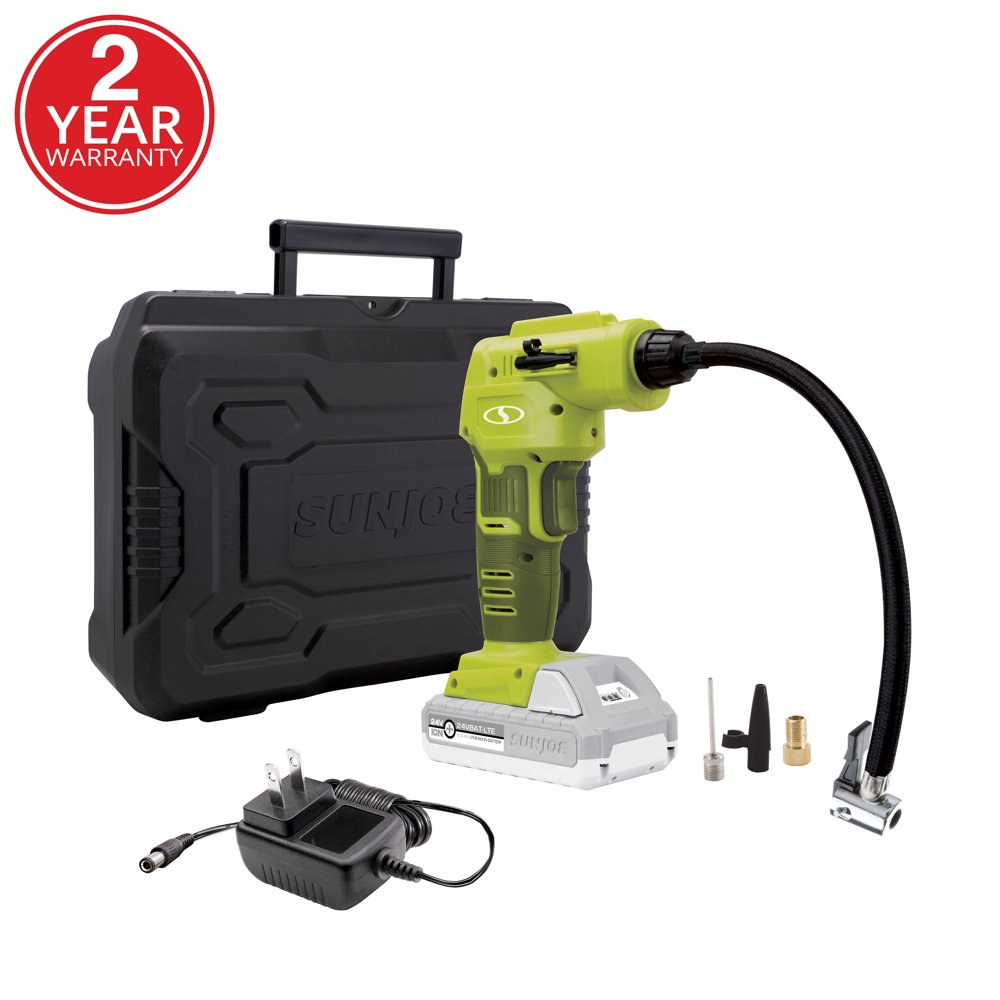 Sun Joe 24VAJCLTE Cordless Portable Air Compressor with Nozzle