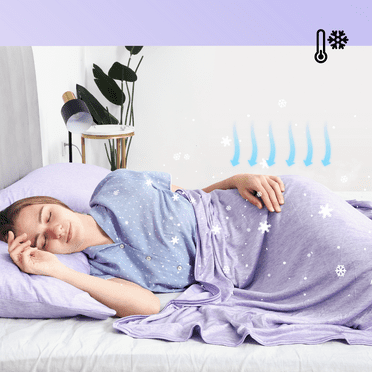 MOOFUN Summer Cooling blanket-for hot sleepers and sweaty sleepers, cool summer blanket for couch, cold cool thin soft lightweight breathable machine washable cool blanket- Purple,80 x 90 inches