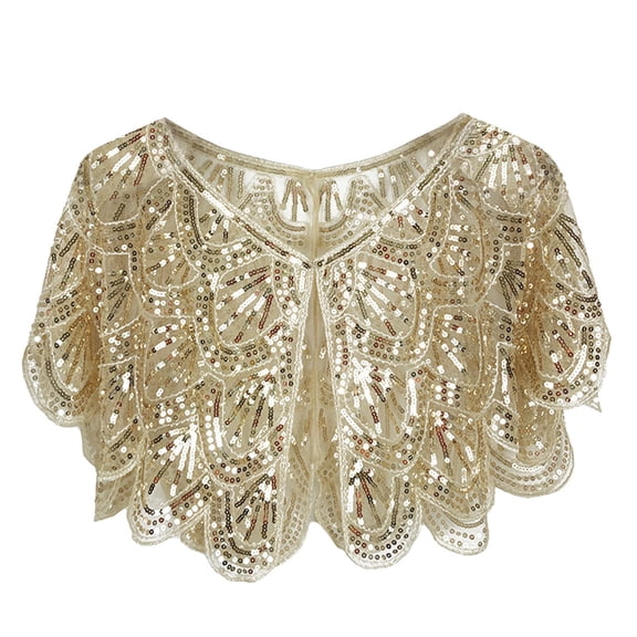 inhzoy Glitter Sequins Shirt Tops for Women Irregular One Button Bolero Shrug Cocktail Cardigan Cover Up Champagne One Size