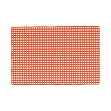 

Table Placemats Set of 6 - Orange Gingham 12x18 In Faux Linen Double Heat Resistant Place Mats Cloth Indoor/Outdoor Placemats Washable Table Mats for Dining Kitchen Party