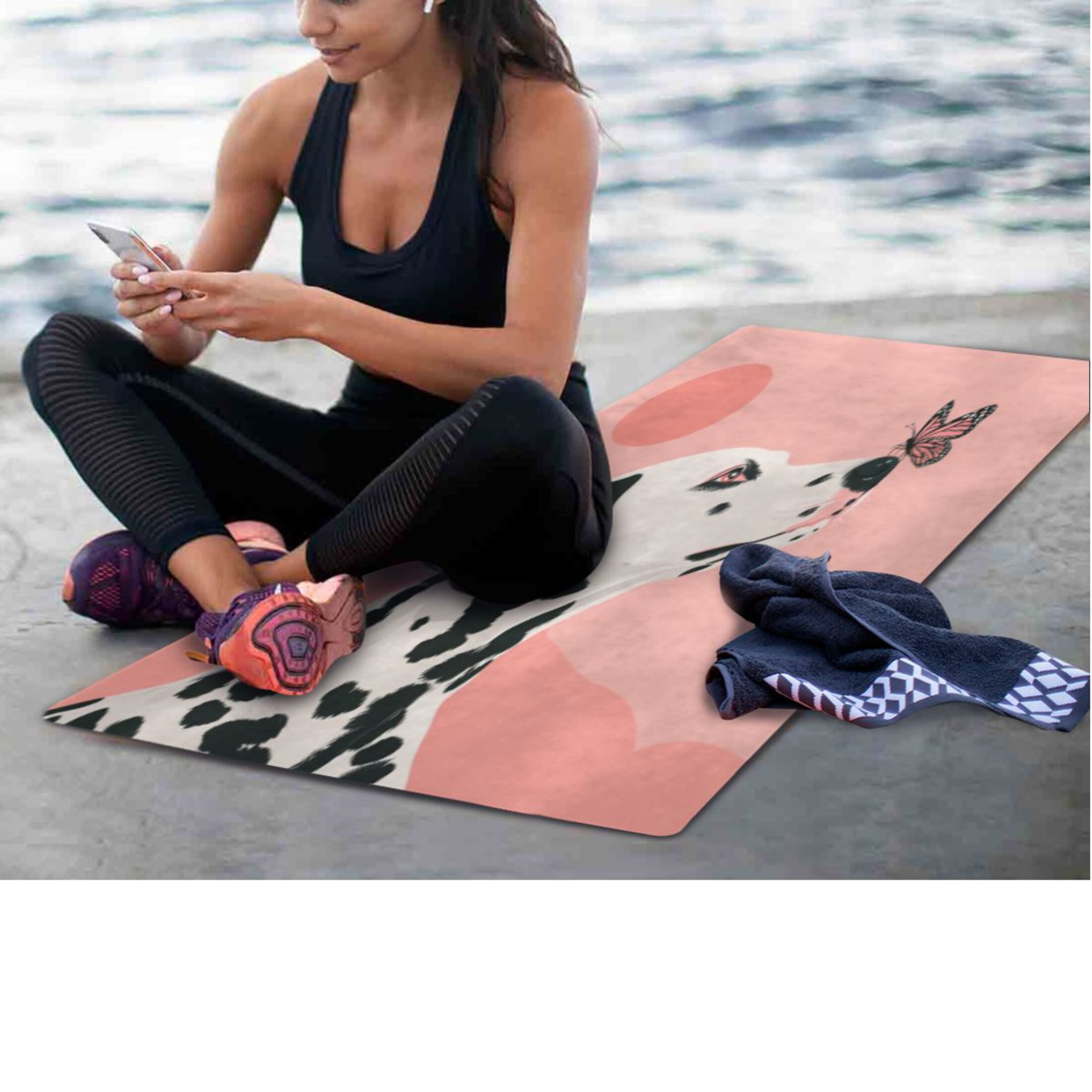 BZSMCE Yoga Mat Women Fitness Mat Dalmatian's Gentle Gaze Pattern