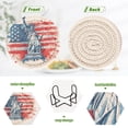 thumbnail image 4 of Haosy Set of 6 Drink Woven Coaster with Holder Heat Resistant Non-Slip Bar Coasters 4 Inches Statue Of Liberty with Flag, 4 of 7