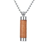 Stainles Steel Yellow Wood Cylinder Cremation Jewelry Keepsake Memorial Ash Urn Necklace for Friend/Family/Pet Unisex