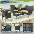 thumbnail image 3 of Kullavik 4 Pieces Outdoor Patio Furniture Set,PE Wicker Rattan Chairs Garden Conversation Sets with Tempered Glass Table and Soft Cushions for Lawn,Pool or Backyard,Sand, 3 of 7