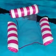 thumbnail image 5 of Paquete de 2 tumbonas de agua para piscina, flotador inflable para piscina, hamaca multiusos para piscina y fila de hamacas de agua (rayas azul oscuro + rojo rosa), 5 of 5