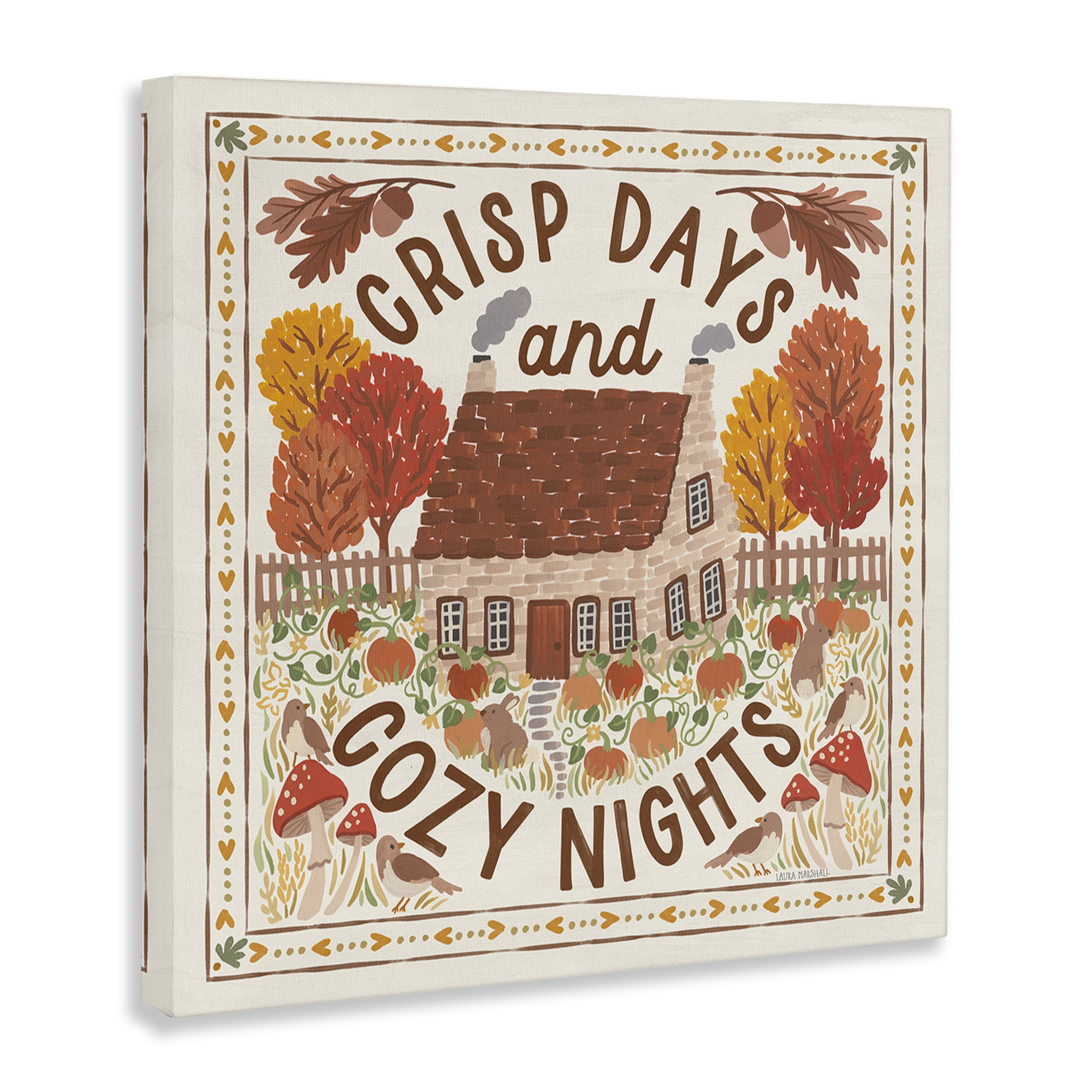 Stupell Industries Crisp Days & Cozy Nights Landscape Painting Gallery Wrapped Canvas Art Print Wall Art, 17 x 17