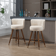 thumbnail image 6 of Bar Stools, Counter Height Barstools, Modern Upholstered Bar Stools with Back and Wide Cushion Bar Chairs, 28 Inch Kitchen Island Bar Chair, Solid Wood Legs for Kitchen(Ivory,Set of 2), 6 of 9