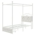 thumbnail image 3 of Homfa Twin Size Canopy Bed Frame, 1 Big Drawer Storage Platform Bed, Button Tufted Upholstered Headboard with Charging Station, Off-white, 3 of 5