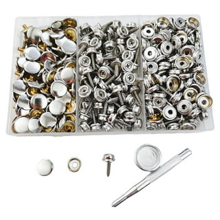 120PCS Canvas Snap Button Kit, Marine Grade Stainless Steel Metal Screws  Snaps with 2Pcs Setting Tool for Boat Cover Furniture (0.39”0.39&0.39”0.59)