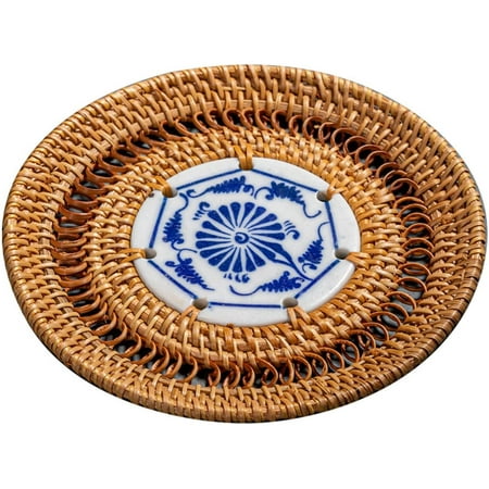 

LFOGoods 2PC Insulated Table Mat Round Coaster Placemat Table Protection (4in/10cm)-White