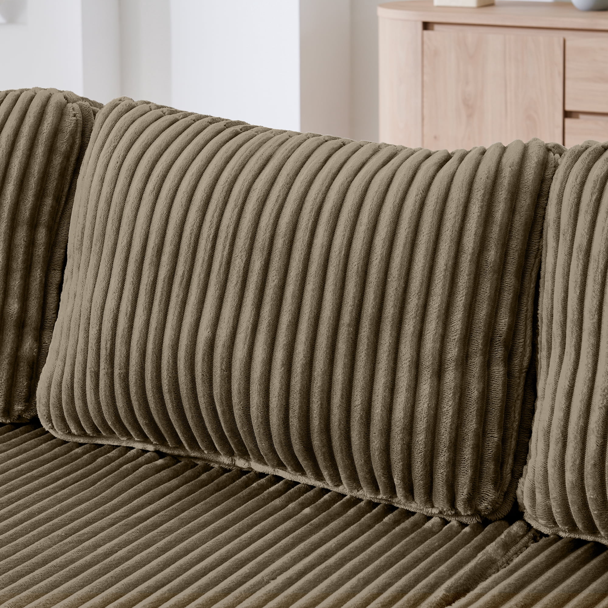 132" U-Shape Modular Sectional Sofa,Modern Compressed Sectional Sofa,Corduroy Sleeper Sofa Couch for Living Room,Bedroom,Brown