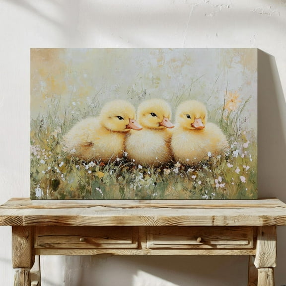 Adorable Ducklings Wall Art - Yellow Baby Ducks In Meadow Print, Whimsical Nature Animal Artwork, Farmhouse Decor Wall Art, Modern Wall Decor, 8x12 UNFRAMED