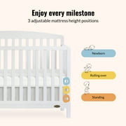 Dream On Me Odelle 5-in-1 Convertible Crib, Baby Crib to Toddler Bed Size Bed, Three Adjustable Mattress Height Positions, White