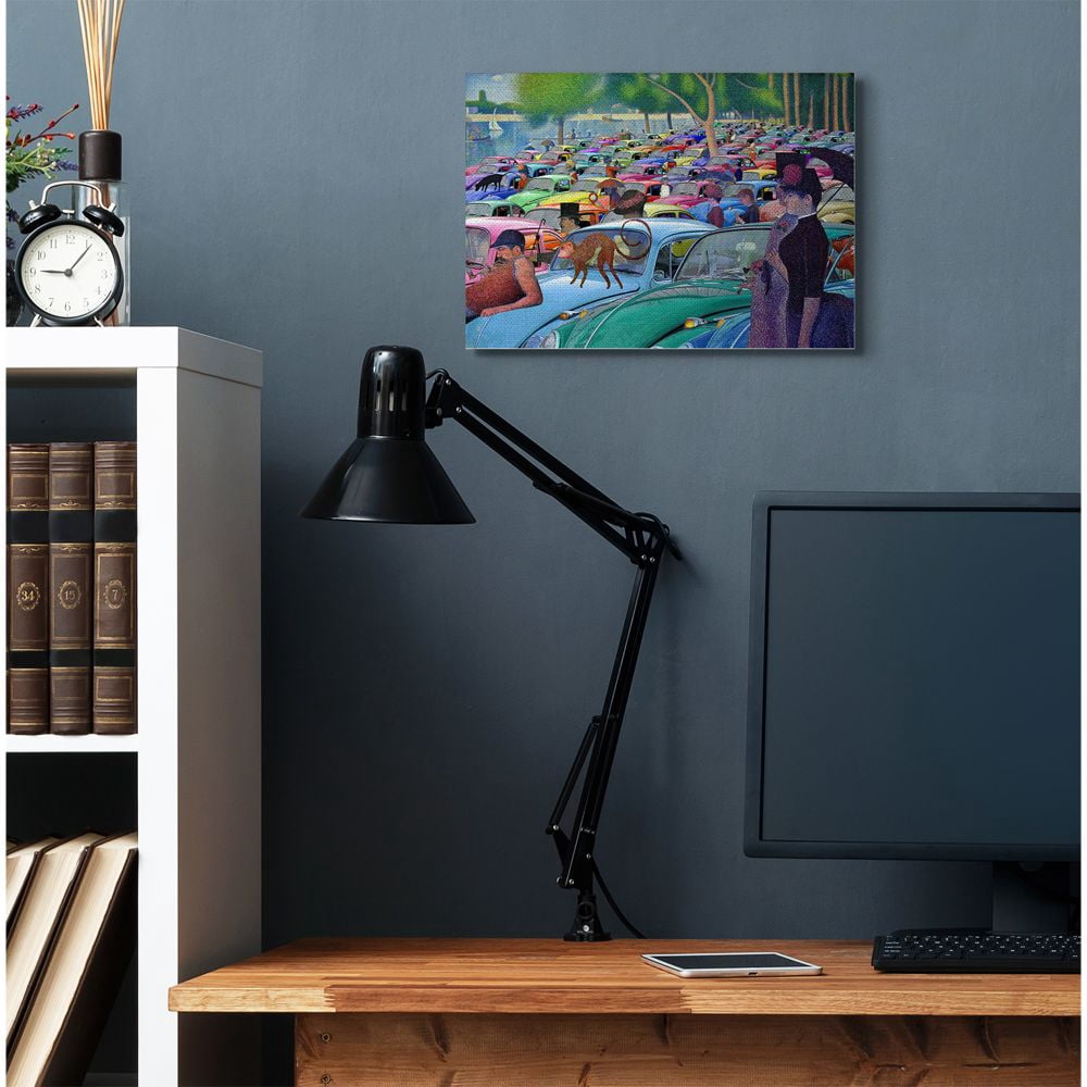 Stupell Industries Walk in the Car Park Traditional Painting Parody Canvas Wall Art Design by Barry Kite, 16" x 20"