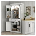 thumbnail image 2 of 71" Tall Kitchen Pantry Cabinet with LED Lights - Freestanding Storage with Adjustable Shelves & Drawer - White, 2 of 9