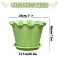 thumbnail image 3 of 1Pc Resin Plant Pot with Saucer,11.8X11.8X11.02inch Wavy Edge Flower Pot, Drainage Hole Planter, Indoor Outdoor Plant Container, Decorative Nursery Pot for Succulents, Herbs and Houseplants, 3 of 5