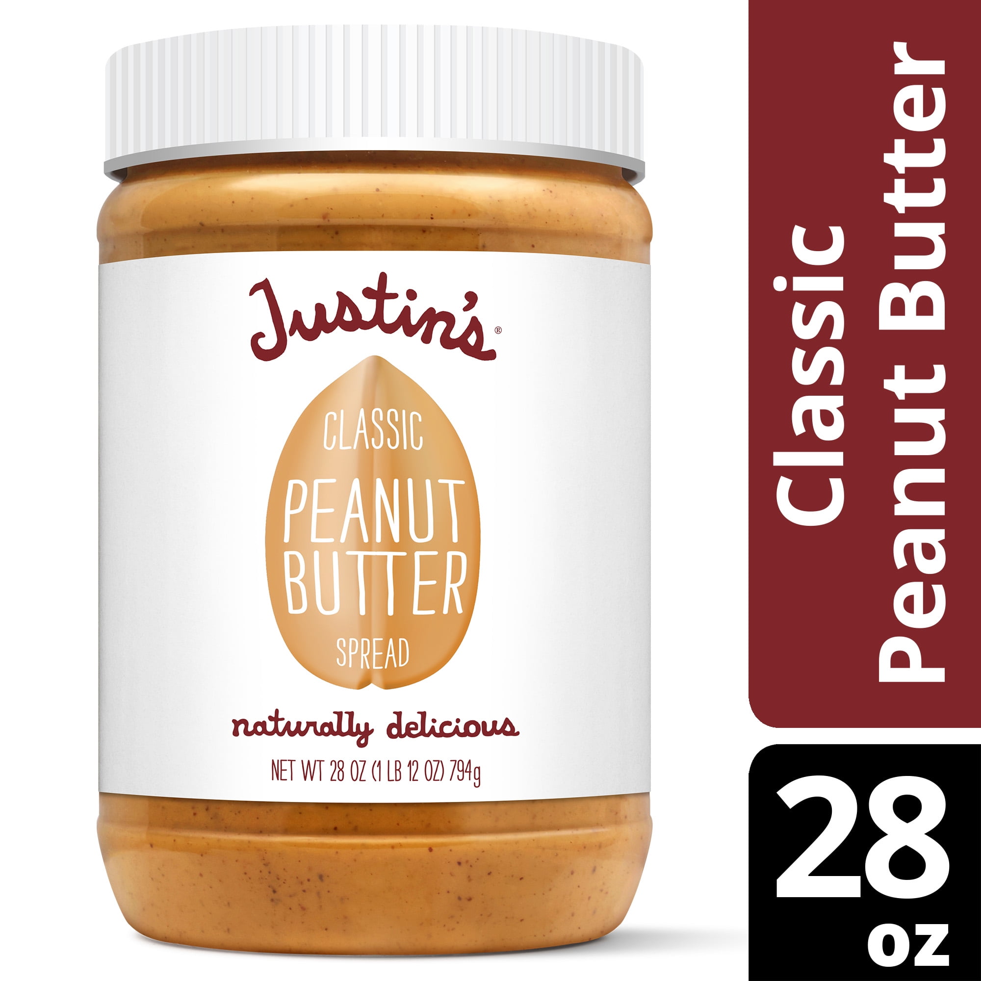 JUSTIN'S Classic No Stir Gluten-Free Peanut Butter Spread, 28 oz Jar