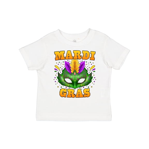Inktastic Mardi Gras with Green Masquerade Mask Boys or Girls Toddler T-Shirt