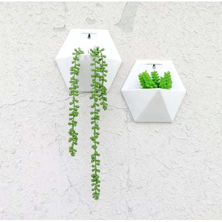 K-Cliffs 7.5  x 3  x 6.5  Hexagon White Wall Planter (2 Pieces)