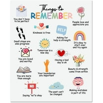 1 Pc Things to Remember Mental Health Poster Kindness Is Free Therapy Office Decor Unframed Sun Flower Rainbow Wall Art