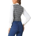 thumbnail image 3 of CHALECO Vintage a Cuadros INSPIRE CHIC para Mujer, Cuello en V, de Un Solo Botón, Sin Mangas, Espalda Racer, Talla L, Negro y Blanco, 3 of 6