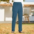 thumbnail image 2 of Qcmgmg Womens Stretch Corduroy Pants Pull on Elastic Casual Womens Wide Leg Pants Slacks High Waisted Fashion Women's Lounge Pants Petite Winter Pajama Women Trousers with Pockets Royal Blue 2XL, 2 of 6