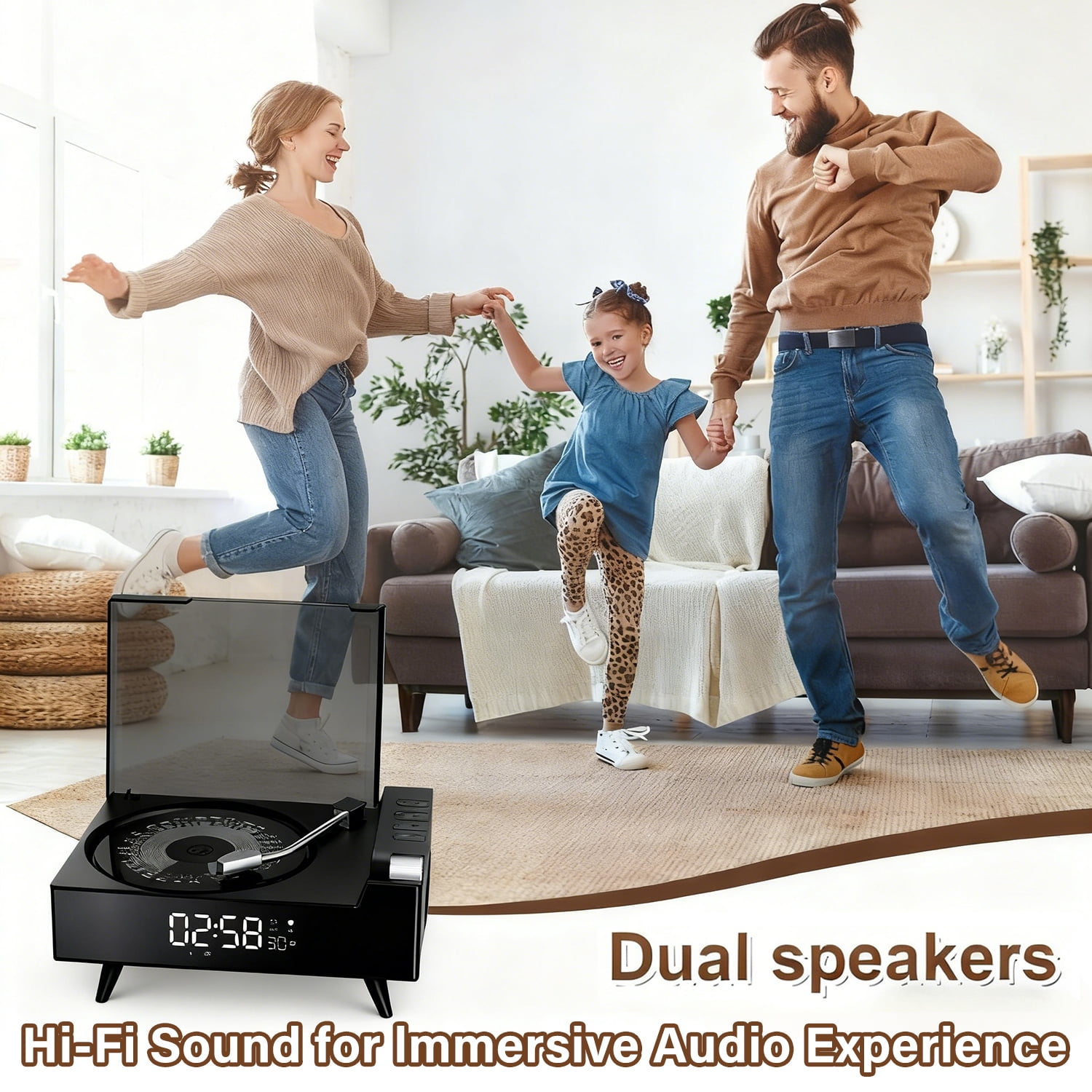 ST-CARE Rechargeable Vintage Portable CD Player with Bluetooth for Home, Black