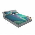 thumbnail image 3 of Ambesonne Nature Fitted Sheet & Pillow Sham Set, Aurora Borealis, Twinxl, Jade Green, 3 of 3