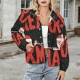 thumbnail image 3 of Jackets for Women Winter Coat Jackets Flannel Stand Collar Jacket(Merry Xmas Santa Letters,Size:S-4XL), 3 of 7
