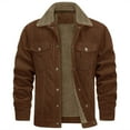 thumbnail image 3 of Fashion Olyvenn Men's Corduroy Jacket Sherpa Lined Fleece Trucker Jackets Cotton Turn-down Collar Jacket Warm Winter Coat Brown 4, 3 of 4