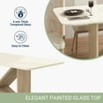 thumbnail image 4 of Elegant Painted Glass Dining Table for 6, Italian-Style 6-Seater Dining Table with Tempered Glass Top and Elegant Wood Base, Modern and Sophisticated Design for Dining Rooms, Warm Beige and Light Oak, 4 of 11