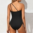 thumbnail image 4 of vigerkar One Shoulder One Piece Swimsuit for Women Tummy Control Bathing Suits Modest Full Coverage Keyhole Swimwear Black, S, 4 of 7