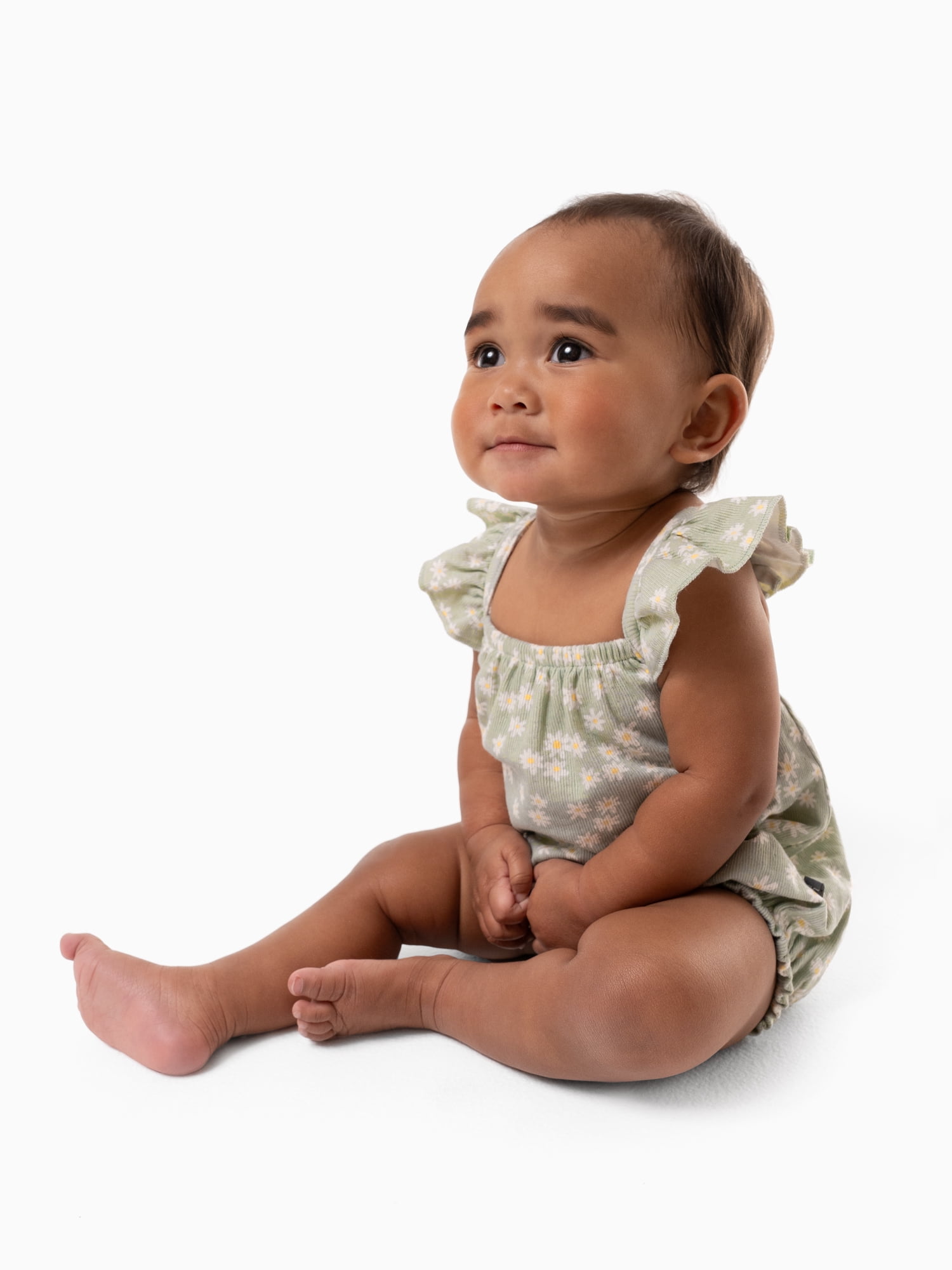 Modern Moments by Gerber Baby Girl Bubble Romper with Ruffle Shoulder Straps, Sizes 0/3 Months - 24 Months