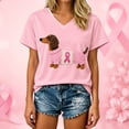 thumbnail image 2 of Cancer Shirt Women Cancer Awareness Pink Ribbon T-Shirt Cancer Survivor V-Neck Tops, 2 of 3