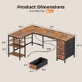 thumbnail image 4 of 55 Inch L-Shaped Desk with Fabric Drawers, Reversible Home Office & Gaming Desk with Power Outlets, and Adjustable Storage Shelves, 4 of 9