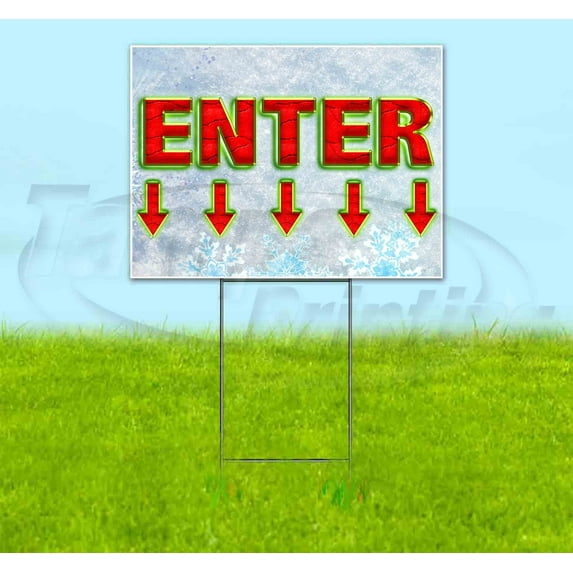 Enter Arrow (18" x 24") Yard Sign, Includes Metal Step Stake