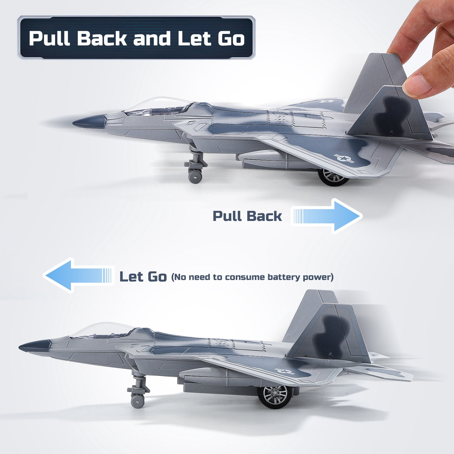Metal Fighter Jet Toy, F14 & F22 Diecast Planes with Lights & Sounds, Pull Back Military Airplane Toy, Birthday Gift for Toddler,Kids, Boys