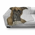 thumbnail image 3 of Boxer Dog Soft Flannel Fleece Throw Blanket, Front View 2 Years Old Purebred Boxer Dog Animal Photo, Cozy Plush for Indoor and Outdoor Use, 50" x 70", Pale Brown Dark Brown, by Ambesonne, 3 of 6