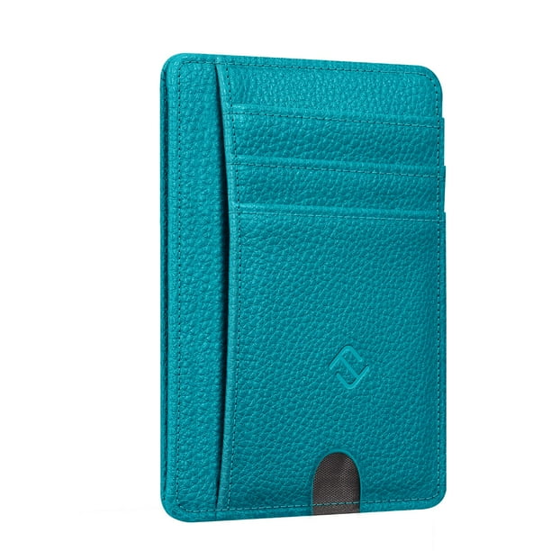 Tarjetero Fintie Slim, minimalista, de piel con bloqueo RFID
