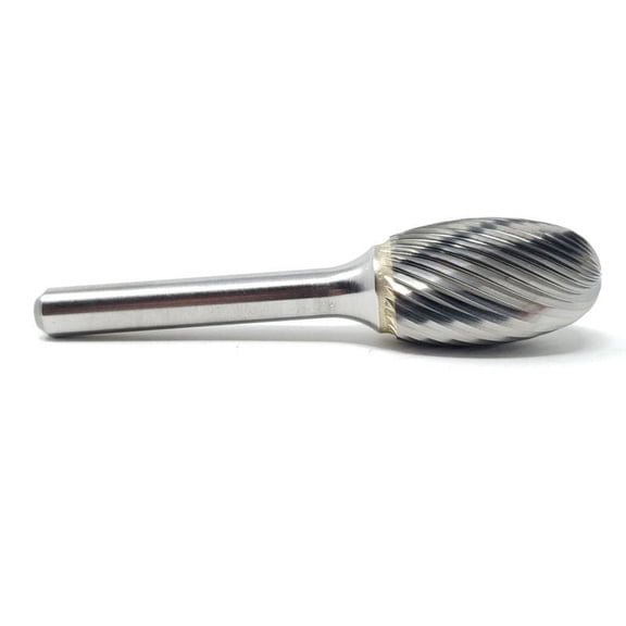 HELONGCO Single Cut Oval Shape 5/8" x 1" Carbide Burr Bit, 1 Piece