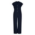 thumbnail image 4 of Cutuoiiu Women's Fashion Button Down Linen Jumpsuit with Rolled Cuffs and Pockets for Spring and Summer Looks Gifts, 4 of 8