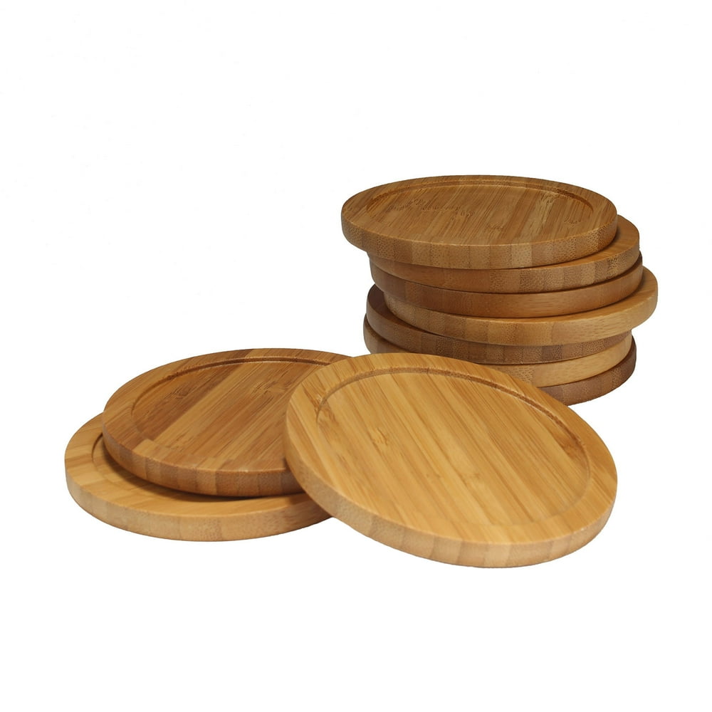 BambooMN Heavy Duty 100 EcoFriendly Natural Bamboo Coasters 3.75